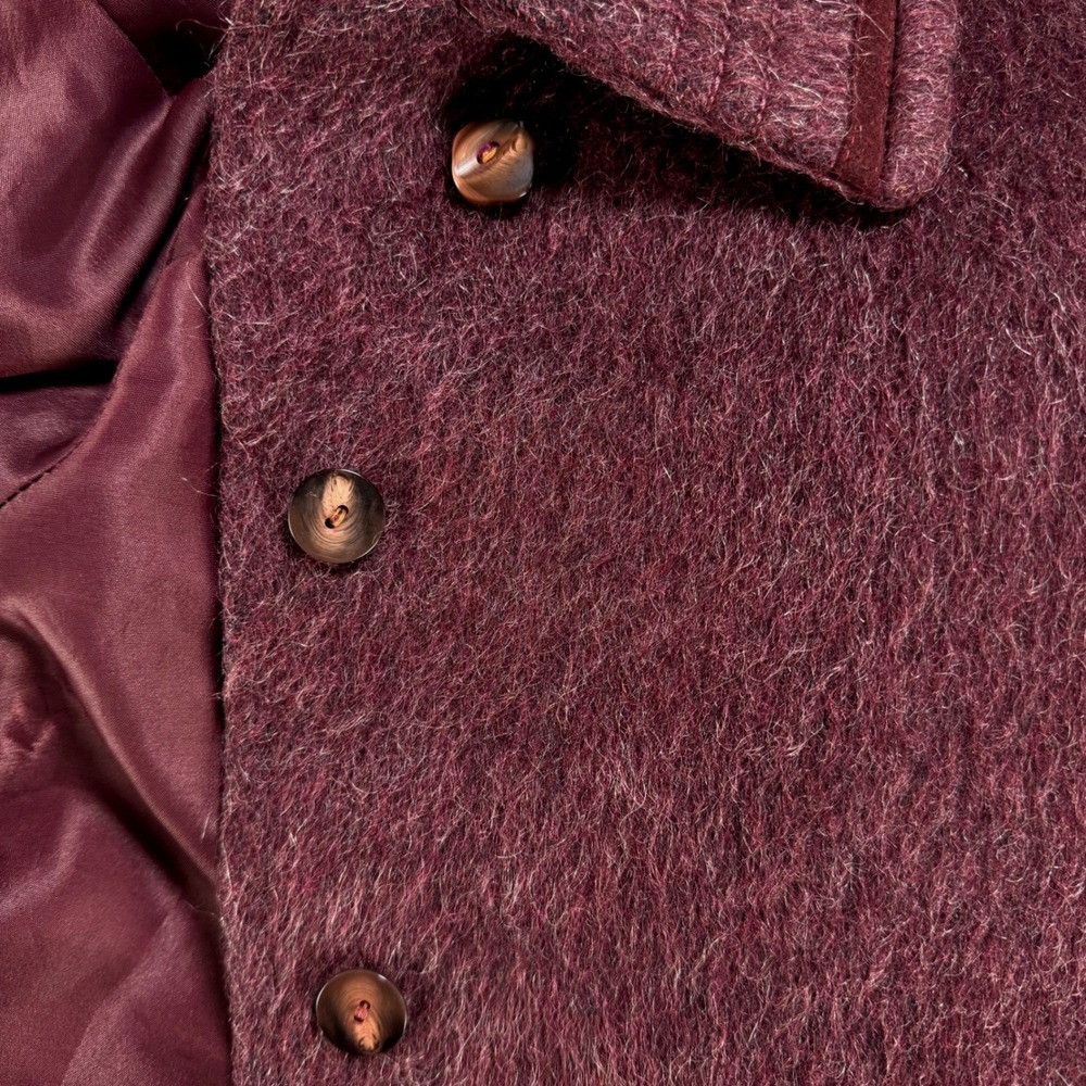 Vintage Burgundy Plum Llama Hair Wool Car Coat Women 8 Mod 60s 70s Sannwald - Picture 9 of 10